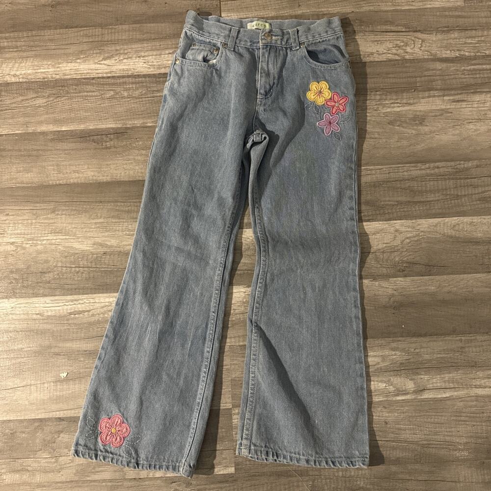 Vintage Circo Girls Blue Jeans Embroidered Flowers Size 10